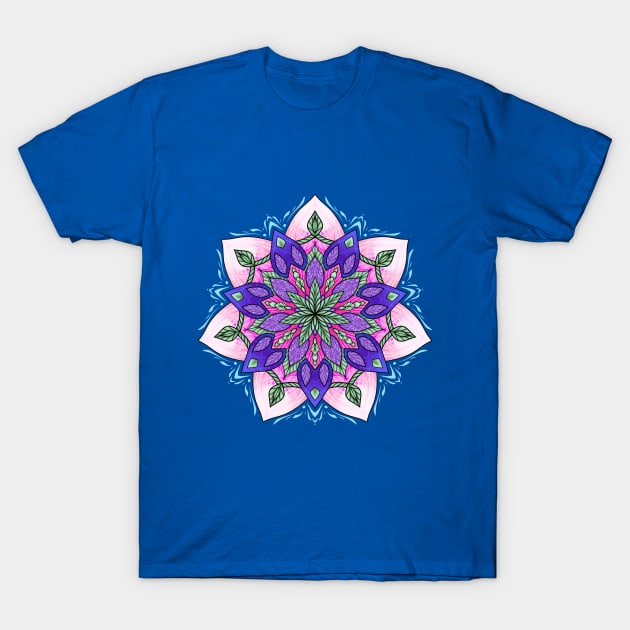 Leafy Purple Mandala T-Shirt by MaeDraT